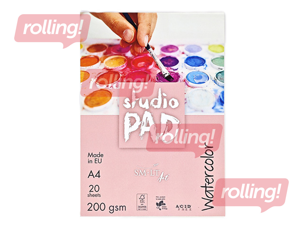 Akvarellipaberiplokk SM·LT Studio, A4, 200g/m², 20 lehte
