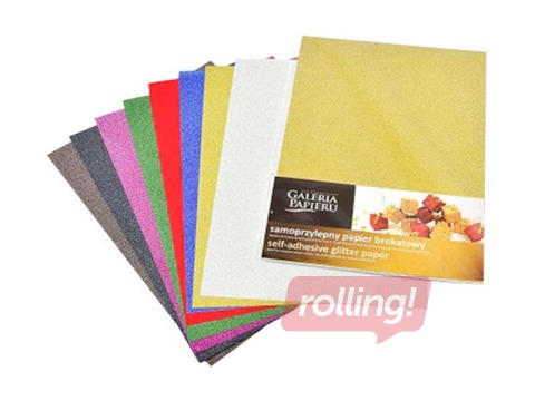 Self-adhesive glitter paper, A4, mix colours, 150g/m², 10 sheets