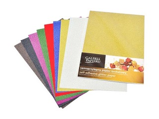 Self-adhesive glitter paper, A4, mix colours, 150g/m², 10 sheets