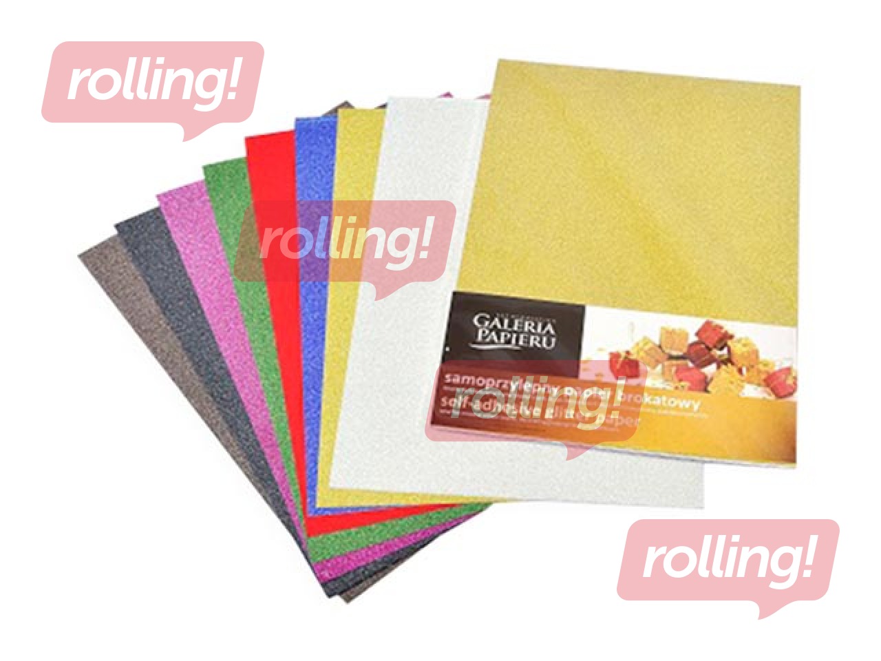 Self-adhesive glitter paper, A4, mix colours, 150g/m², 10 sheets
