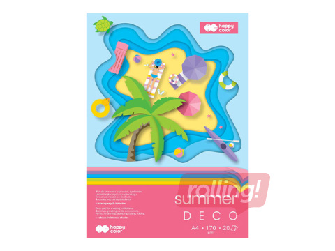 Deco drawing pad Summer, A4, 170g/m², 5 shades, 20 sheets