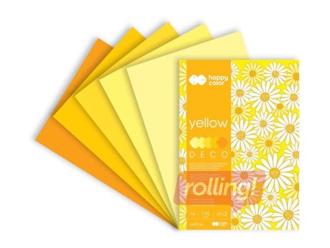 Deco paper, A4, yellow, 170g/m², 20 sheets