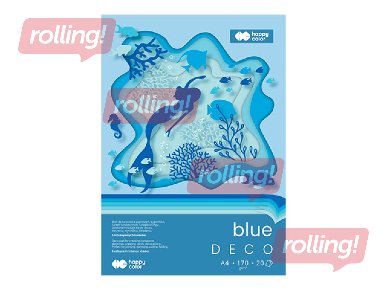 Disainpaberid Blue, A4, sinised toonid, 170g/m², 20 lehte