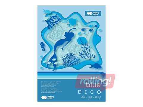 Dizaina papīrs Blue, A4, zili toņi, 170g/m², 20 loksnes