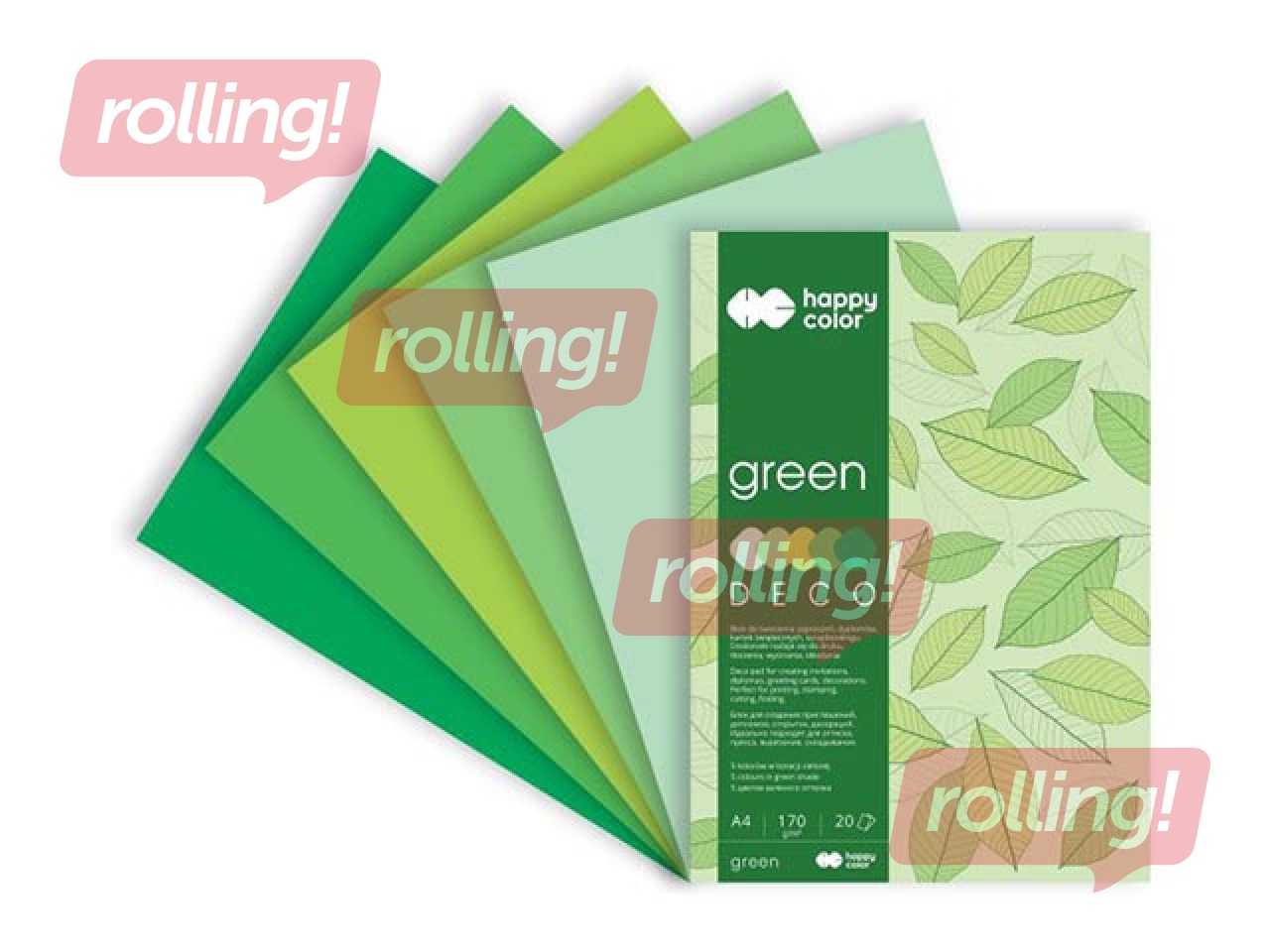 Disainpaber Green, A4, rohelised toonid, 170g/m², 20 lehte