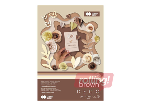 Dizaina papīrs Brown, A4, brūni toņi, 170g/m², 20 loksnes