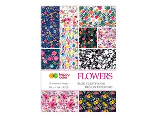 Paper pad with motifs Flowers, A4, 80g/m², 15 sheets, 25 designs