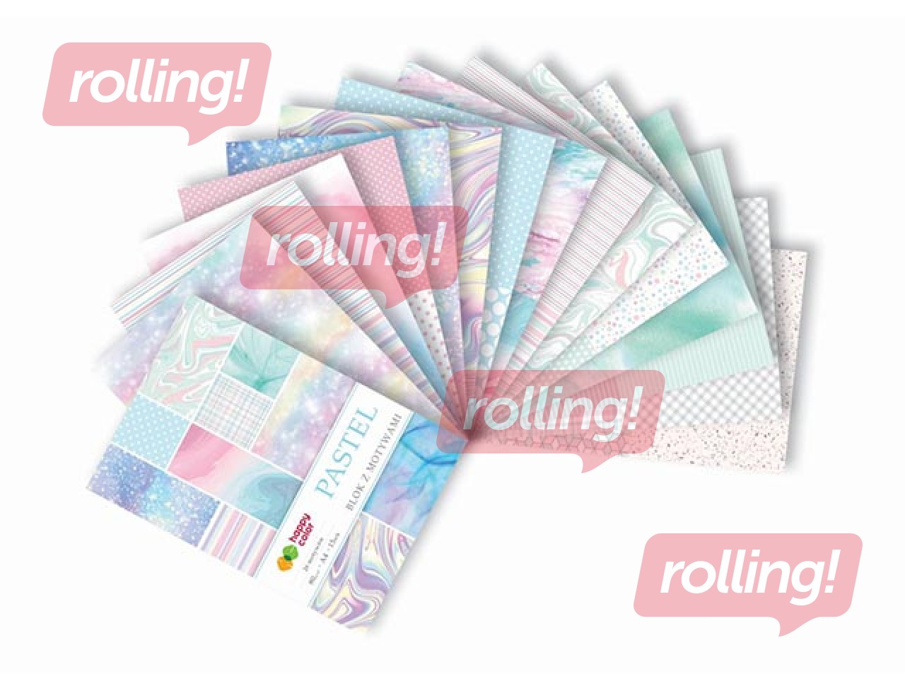Disainpaber Pastel A4, 80g/m², 15 lehte, 26 motiivi