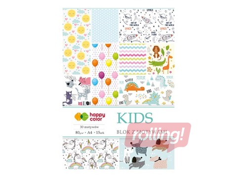 Disainpaber KIDS, A4, 80g/m², 15 lehte, 30 motiivi