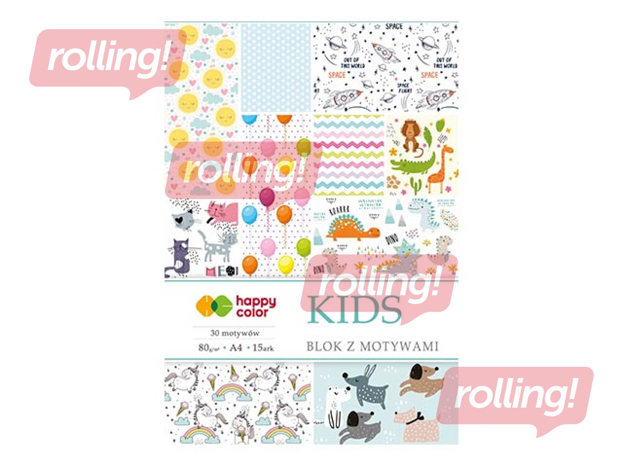 Дизайнерская бумага с мотивом KIDS, A4, 80г/м², 15 листов, 30 мотивов