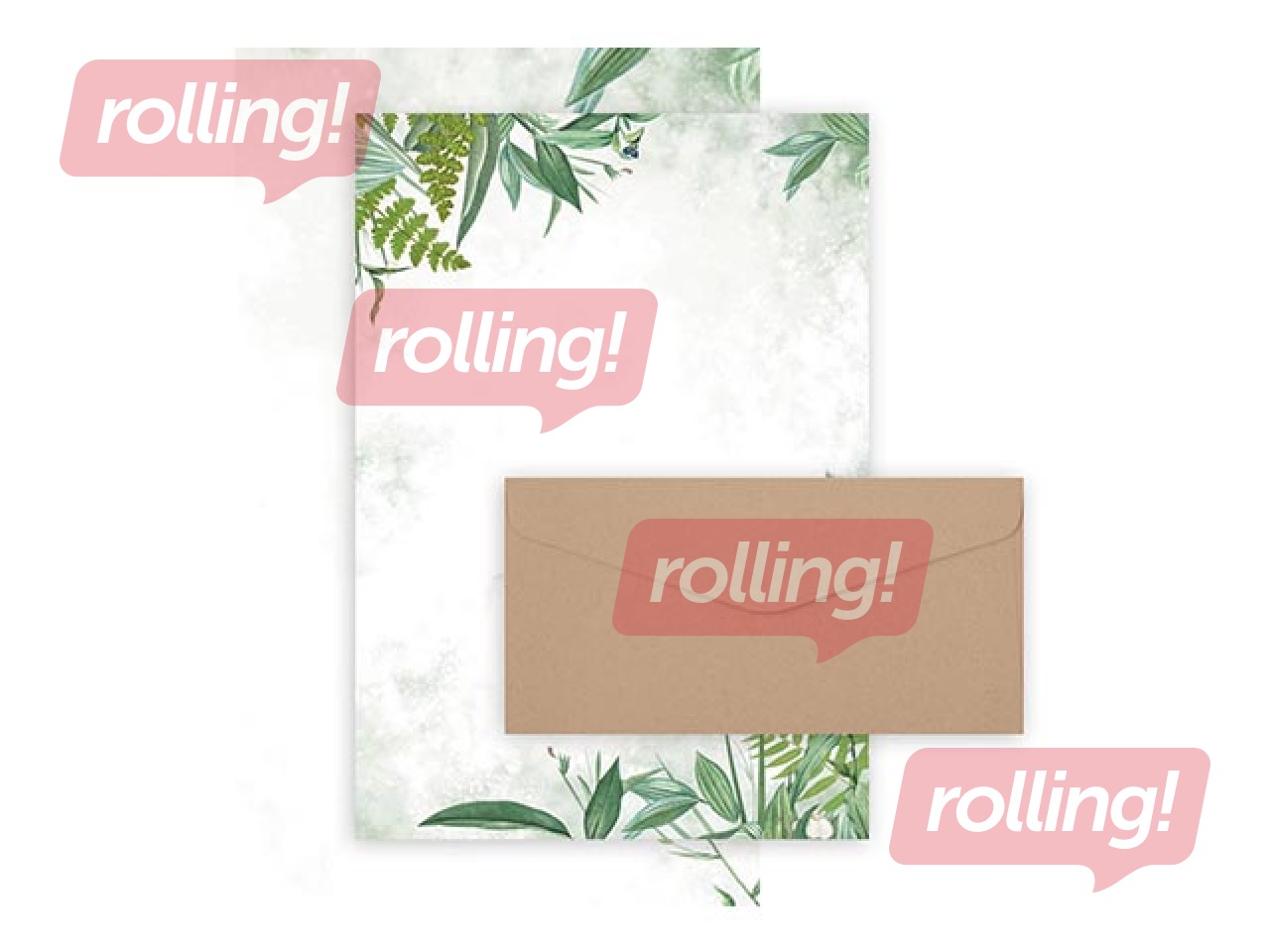 Design paper Flora and envelope Nature set 