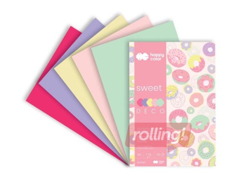 Дизайнерский бумажный блок Sweet, A4, 170г/м², 20 листов, 5 тонов