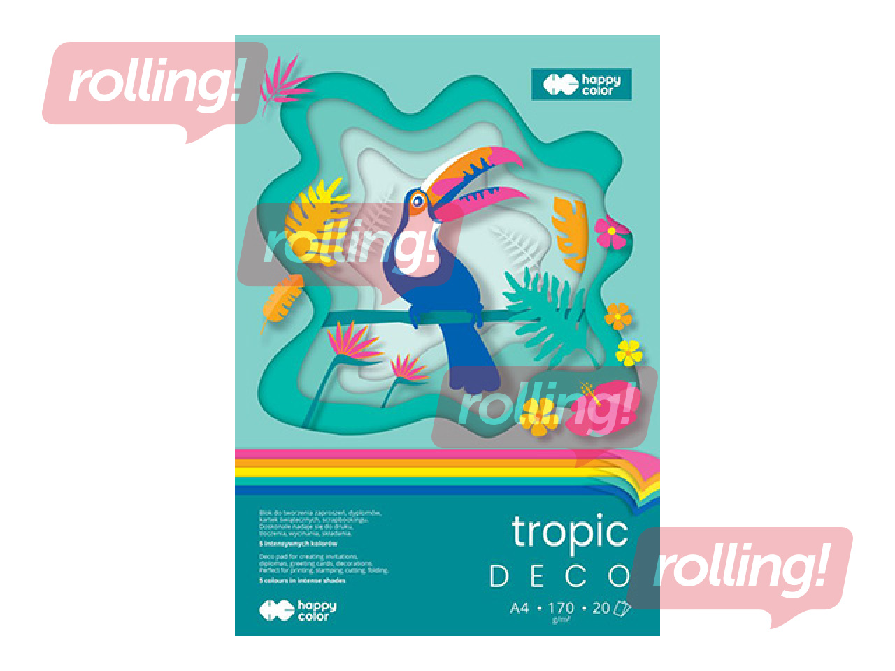 Disainpaber Tropical, A4, 170g/m², 5 värvitooni, 20 lehte