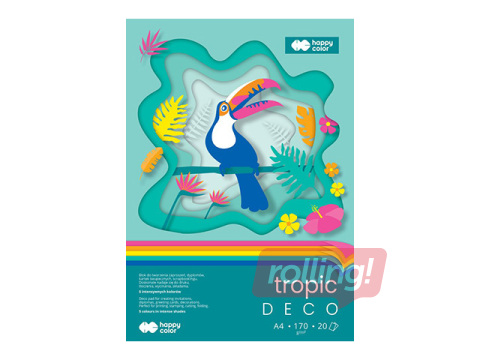 Dizaina papīrs Tropical, A4, 170g/m², 5 krāsas, 20 loksnes