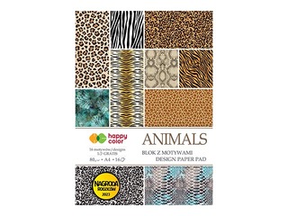 Design paper pad with patterns Animals Wild, A4, 16 sheets, 32 patterns, 80g/m²
