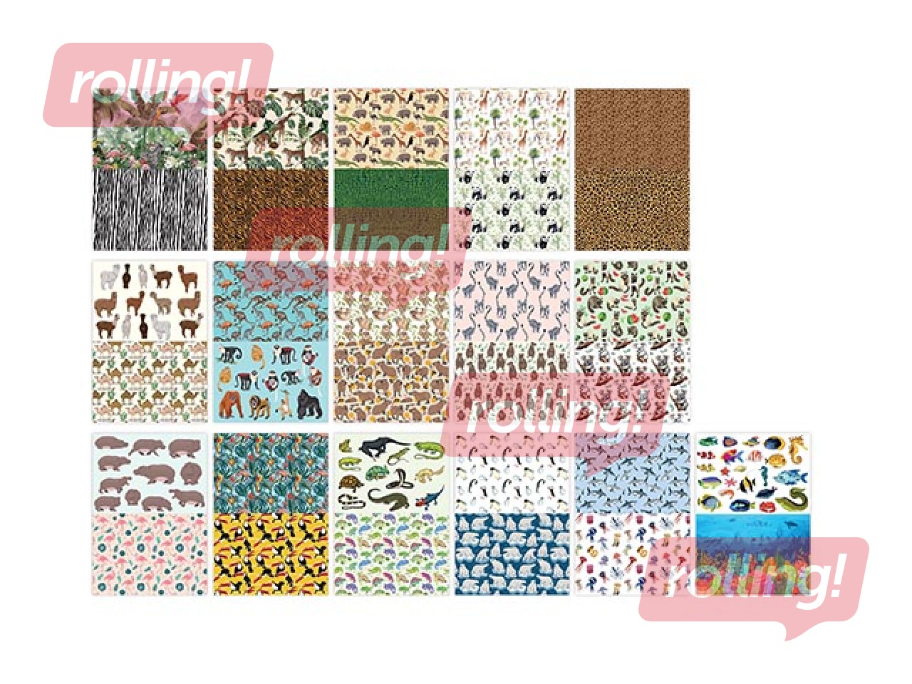 Design paper pad with patterns Animals Wild, A4, 16 sheets, 32 patterns, 80g/m²