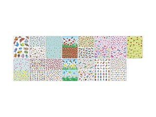 Design paper with Garden motif, 30 garden designs, A4, 80g/m², 15 sheets