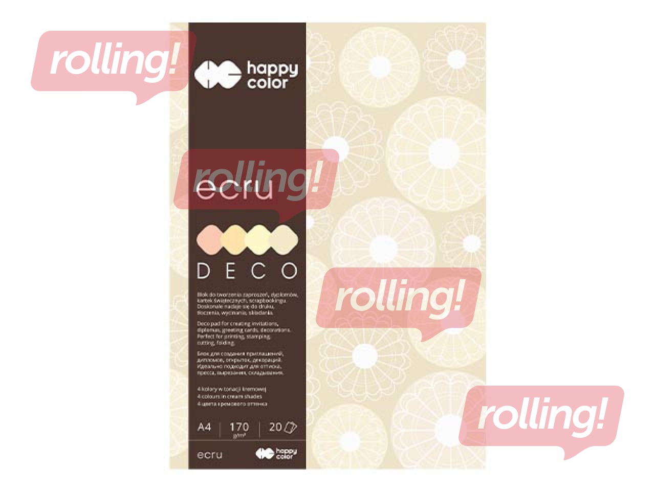 Design paper Ecru, A4, 170g/m², 20 sheets, 4 colours