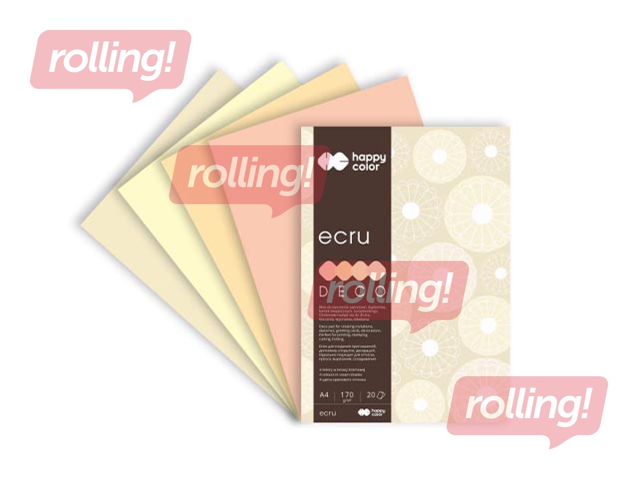 Design paper Ecru, A4, 170g/m², 20 sheets, 4 colours