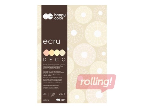 Дизайнерская бумага Ecru, A4, 170г/м², 20 листов, 4 цвета