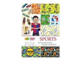 Dizaina papīrs ar motīvu Sports A4, 80 g/m², 16 loksnes, 28 sporta motīvi