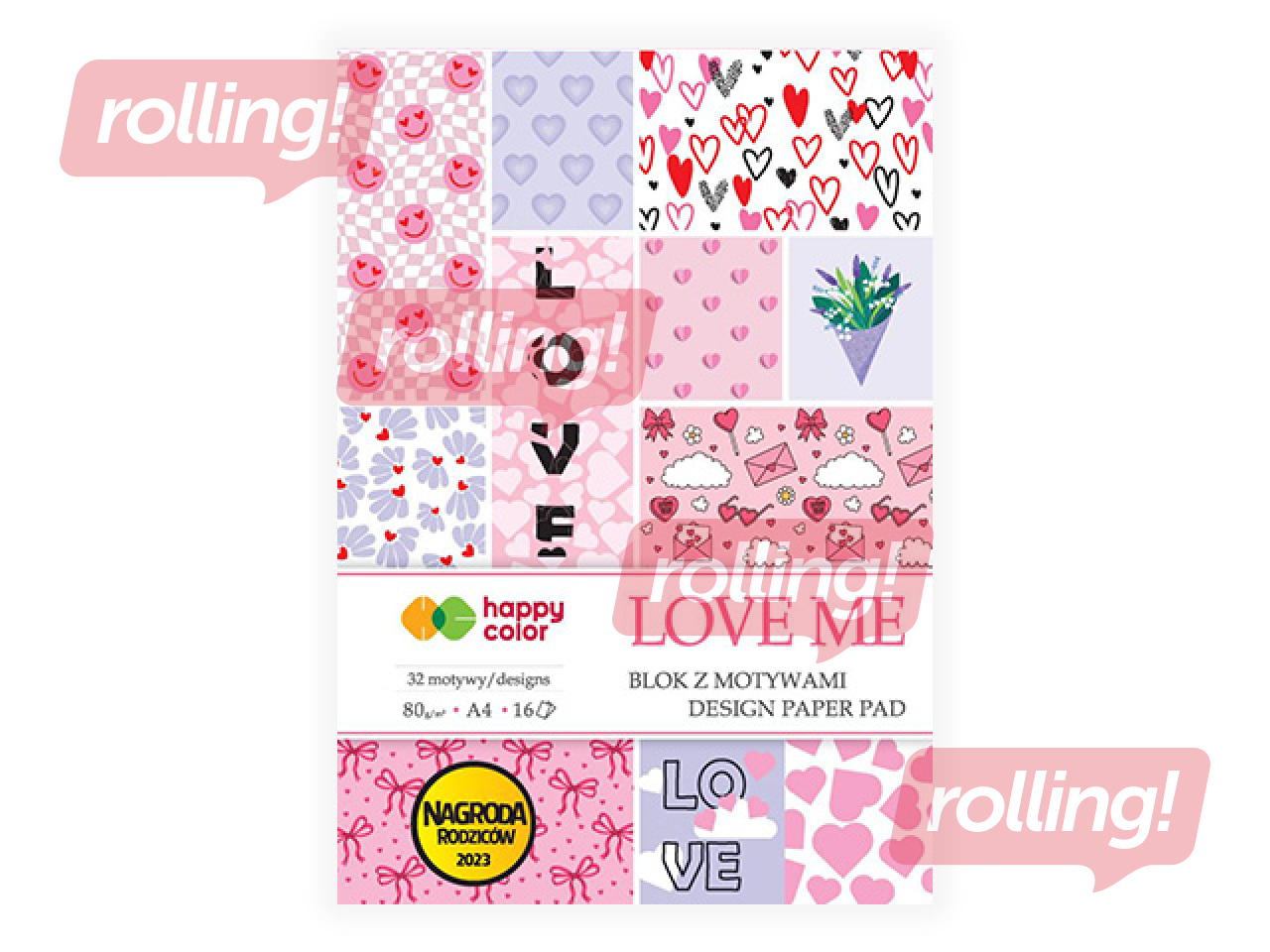 Design paper Love Me A4, 80 g/m2, 16 sheets