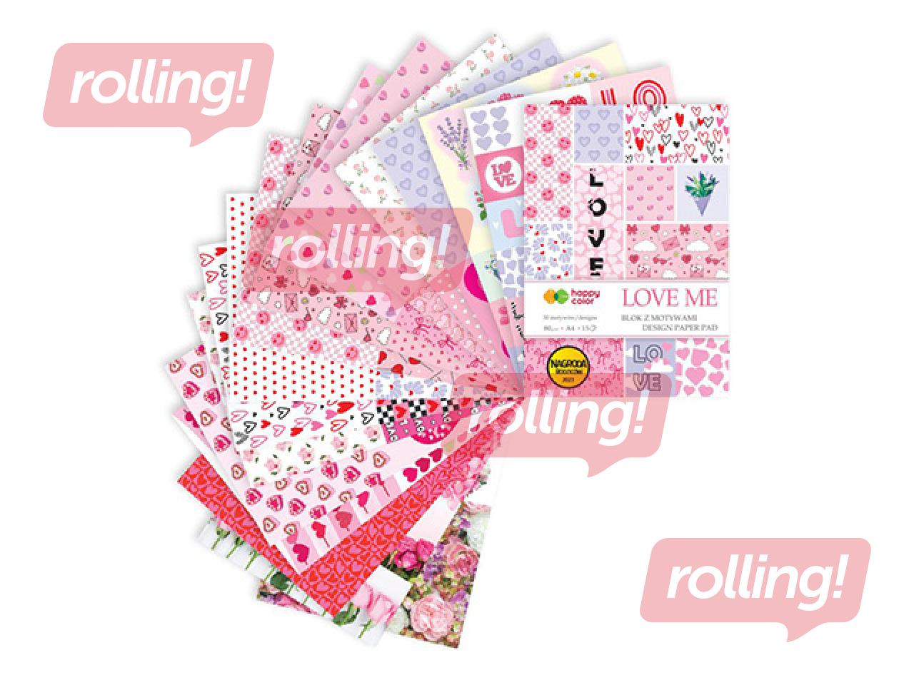 Design paper Love Me A4, 80 g/m2, 16 sheets