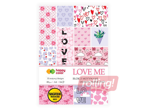 Дизайнерская бумага Love Me A4, 80 g/m2, 16 листов