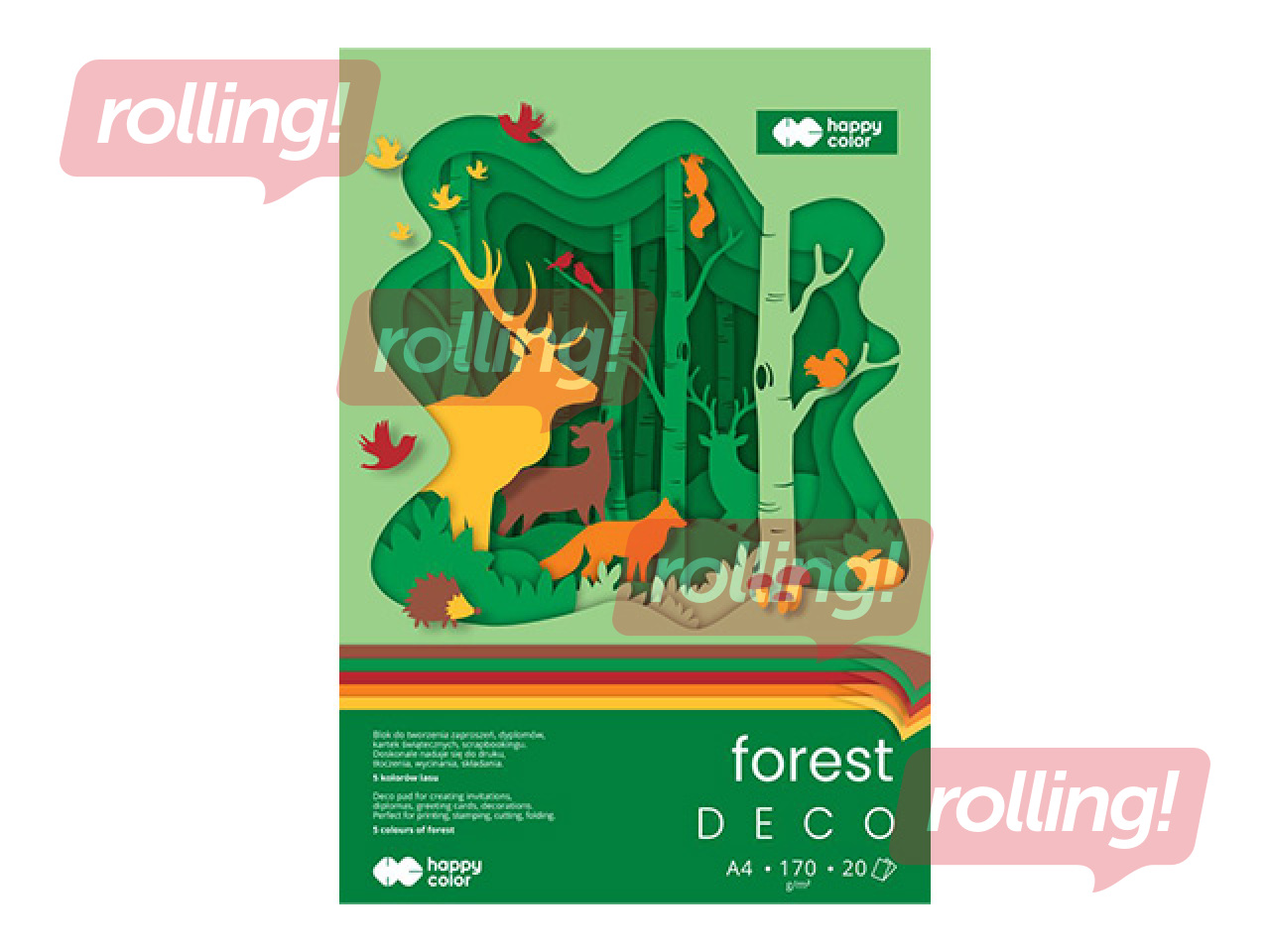 Deco drawing pad Forest A4, 170 g/m2, forest shades, 20 sheets