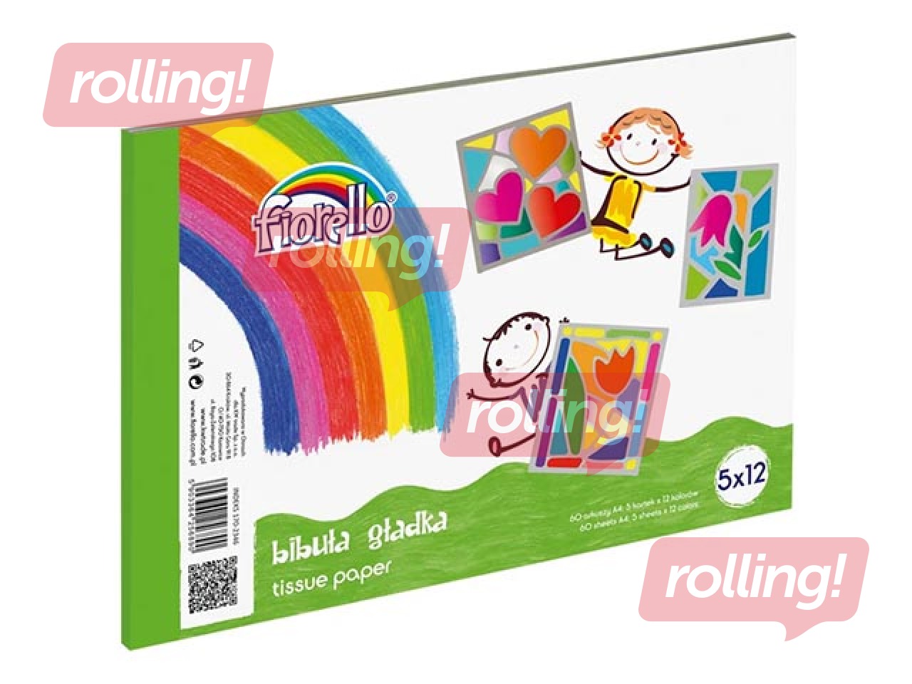 Шелковая бумага Fiorello, A4, разные цвета, 22г/м², 12 цветов по 5 листов
