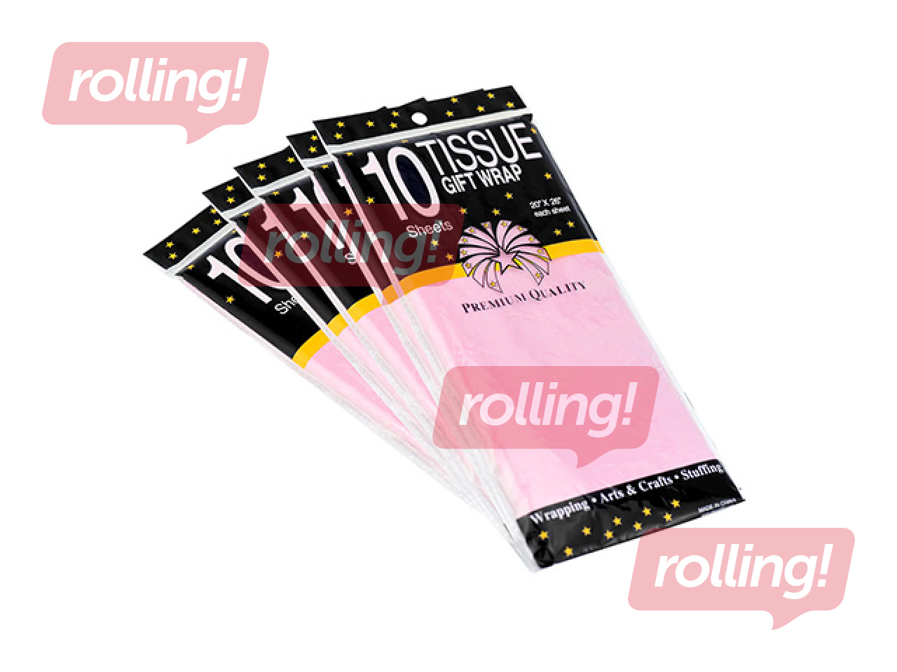 Zīdpapīrs dekoratīvais, rozā, 15g/m², 50x65cm, 10 loksnes