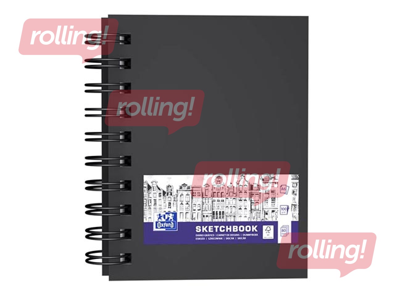 Skiču bloks ar spirāli Oxford, A6, 100g/m², 80 loksnes