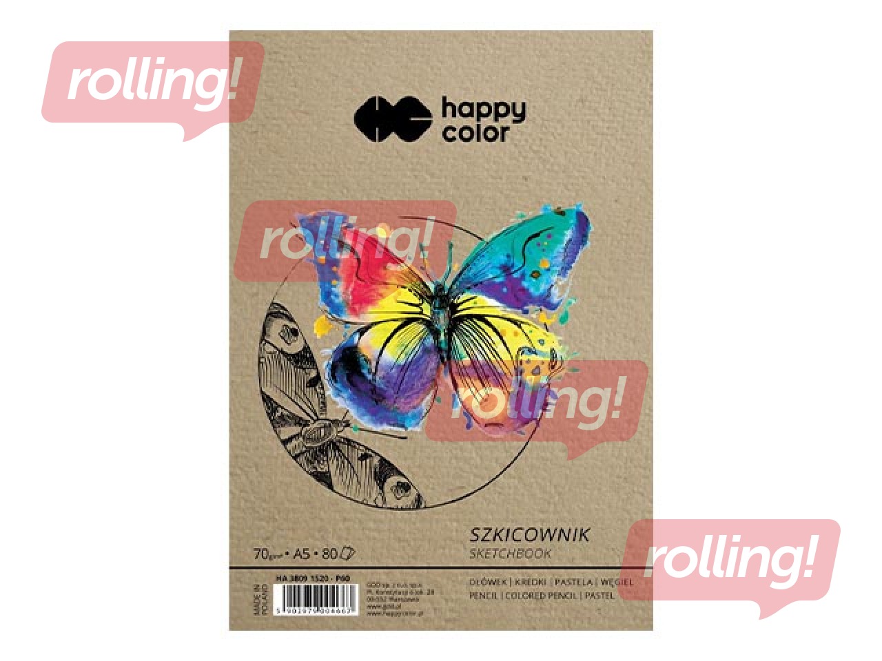 Skiču bloks ar spirāli Happy Color, A5, 70g/m², 80 loksnes