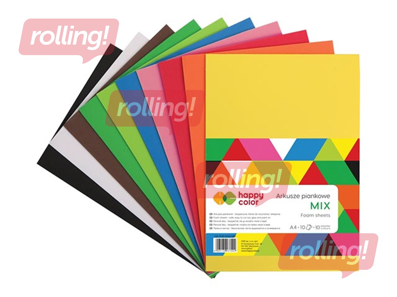 Листы пенопласта Happy Color, Пастель, А4, 5 листов, 5 цветов