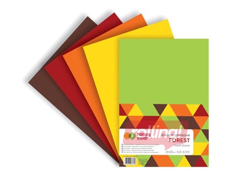 Vahtplastist käsitöölehed Happy Color, Forest, A4, 5 lehte, 5 värvi