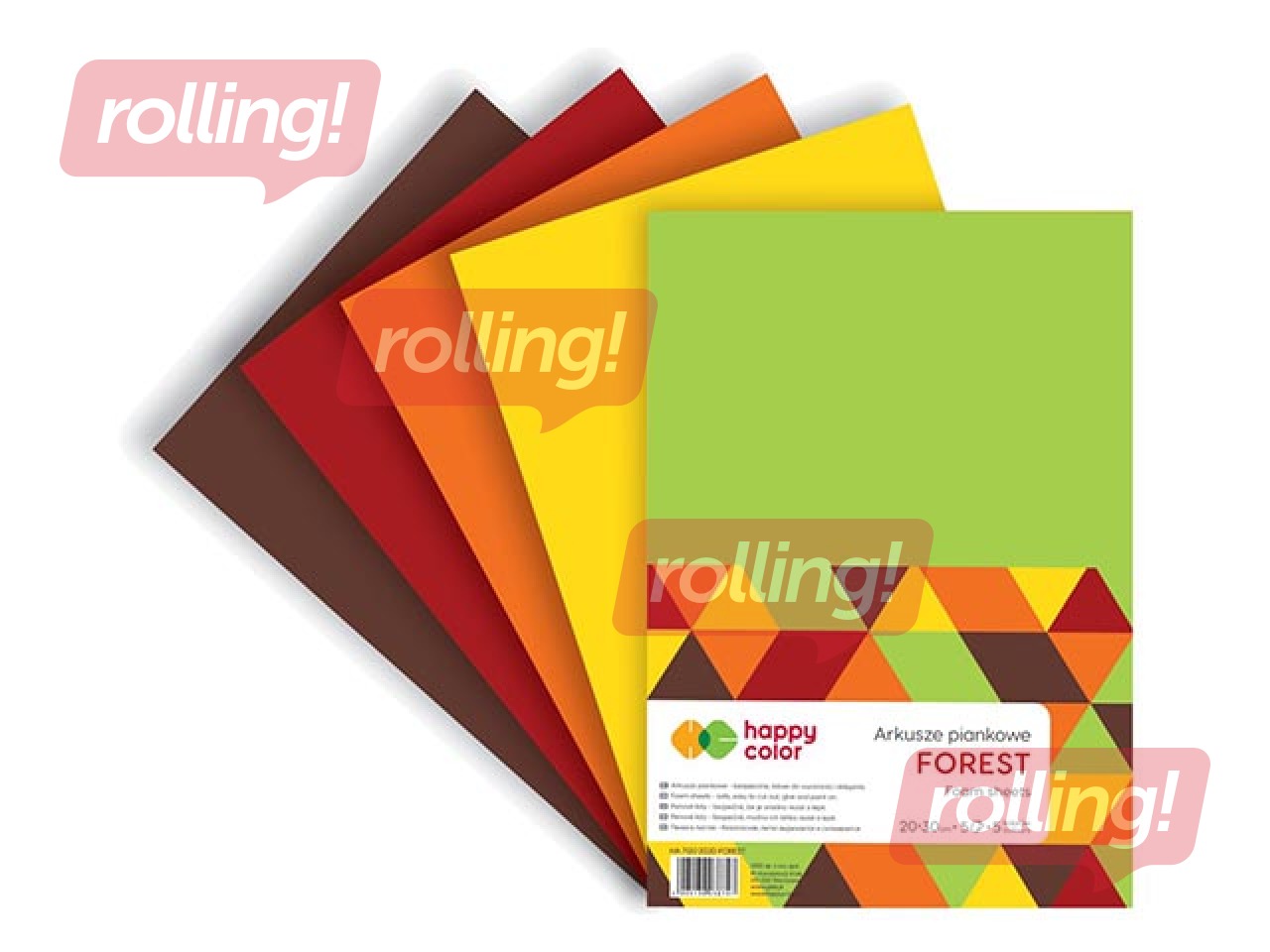 Vahtplastist käsitöölehed Happy Color, Forest, A4, 5 lehte, 5 värvi