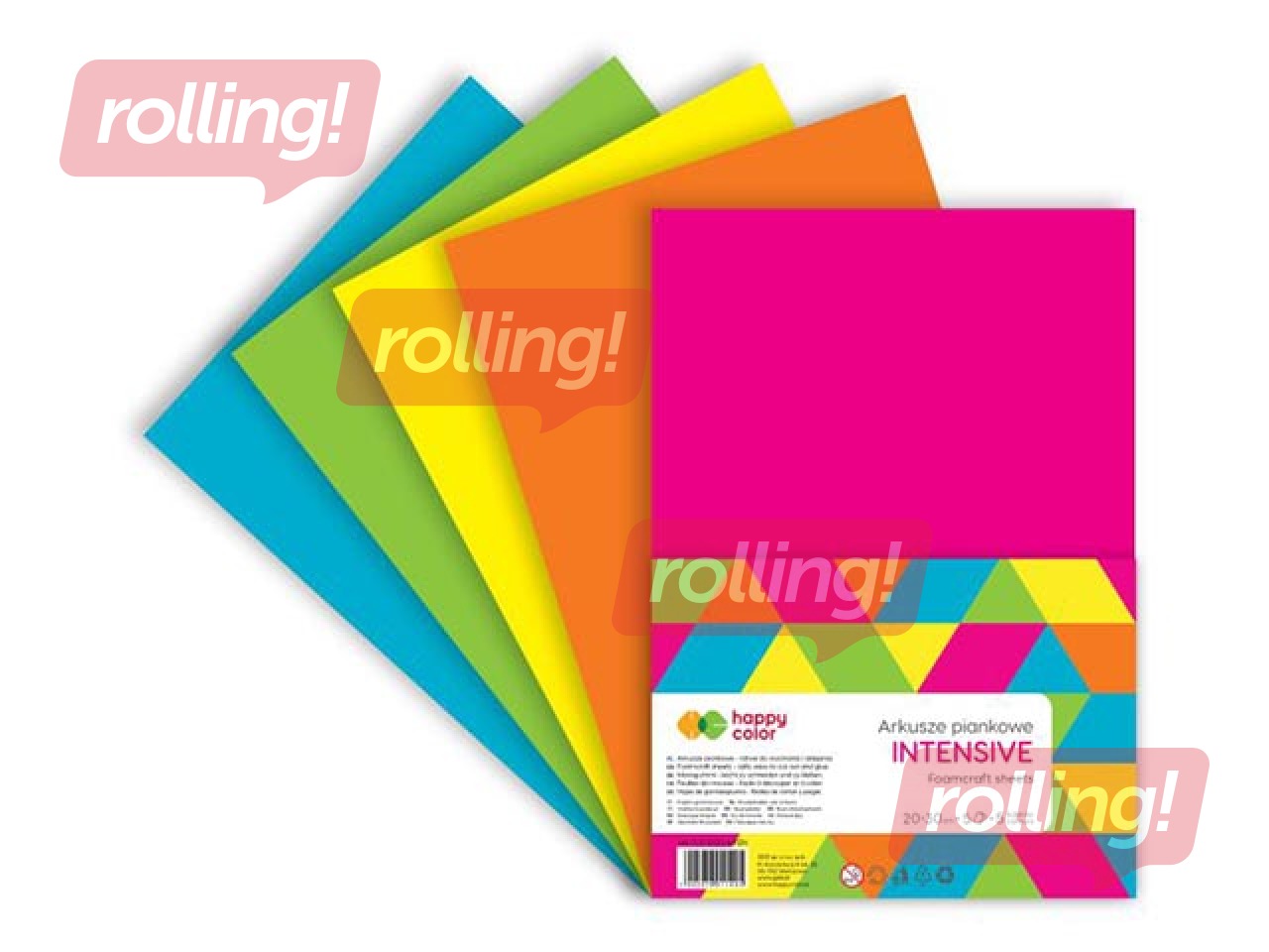 Vahtplastist käsitöölehed Happy Color, Intensive, sädelev, A4, 5 lehte, 5 värvi