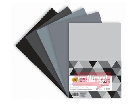 Листы пенопласта Happy Color, Grey, A4, 5 листов, 5 цветов