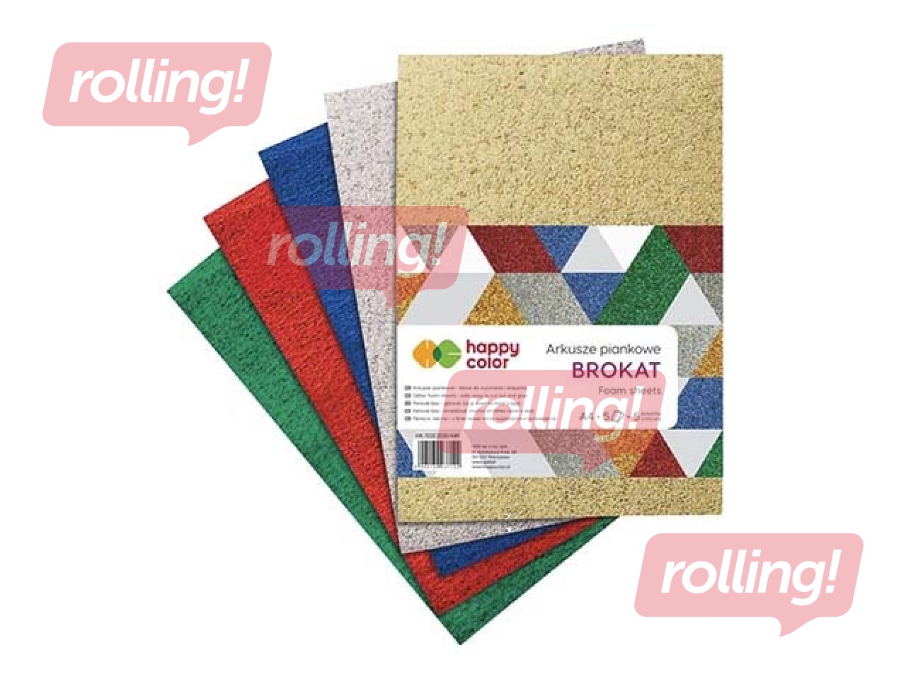 Листы пенопласта Happy Color, Mix Color, с блестками, A4, 5 листов, 5 цветов