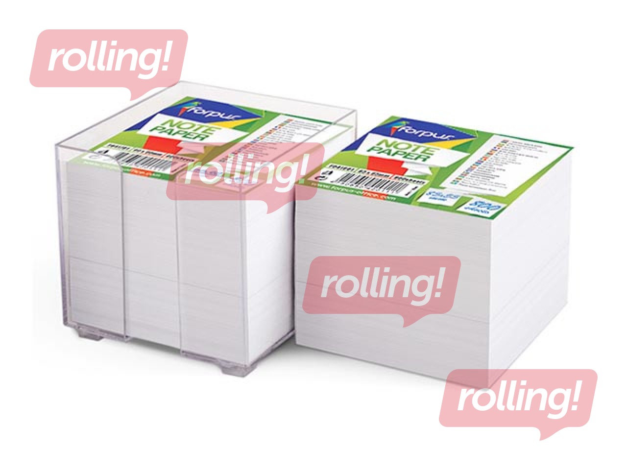 Märkmepaber Forpus karbiga, valge, 9x9cm, 800 lehte