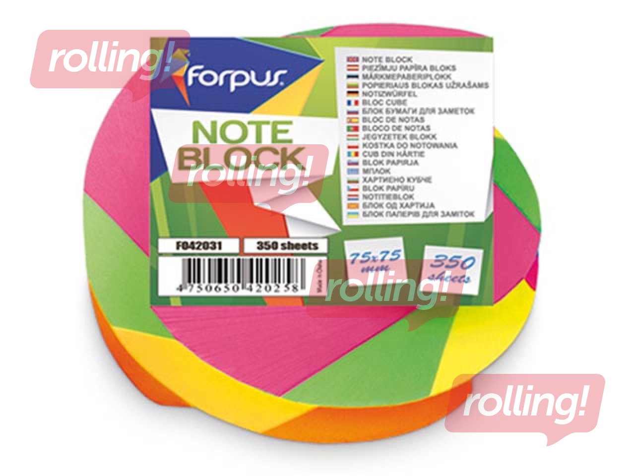 Paper notes Fopi Twisted, size 75x75 cm, 350 pages, a variety of neon colors