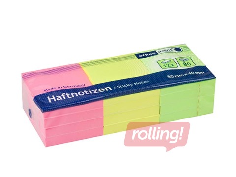 Isekleepuv märkmepaber Office Point, 50x40mm, 12x80 lehte