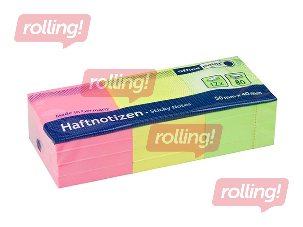 Isekleepuv märkmepaber Office Point, 50x40mm, 12x80 lehte