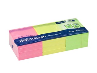 Клейкие листочки Office point, яркие цвета, 50x40мм, 12x80 листов