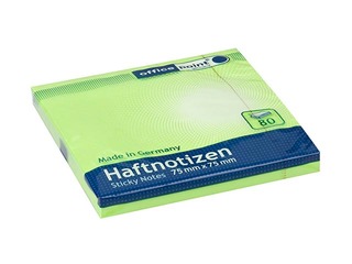 Клейкие листочки Office Point, ярко-зелёные, 75x75мм, 80 листов