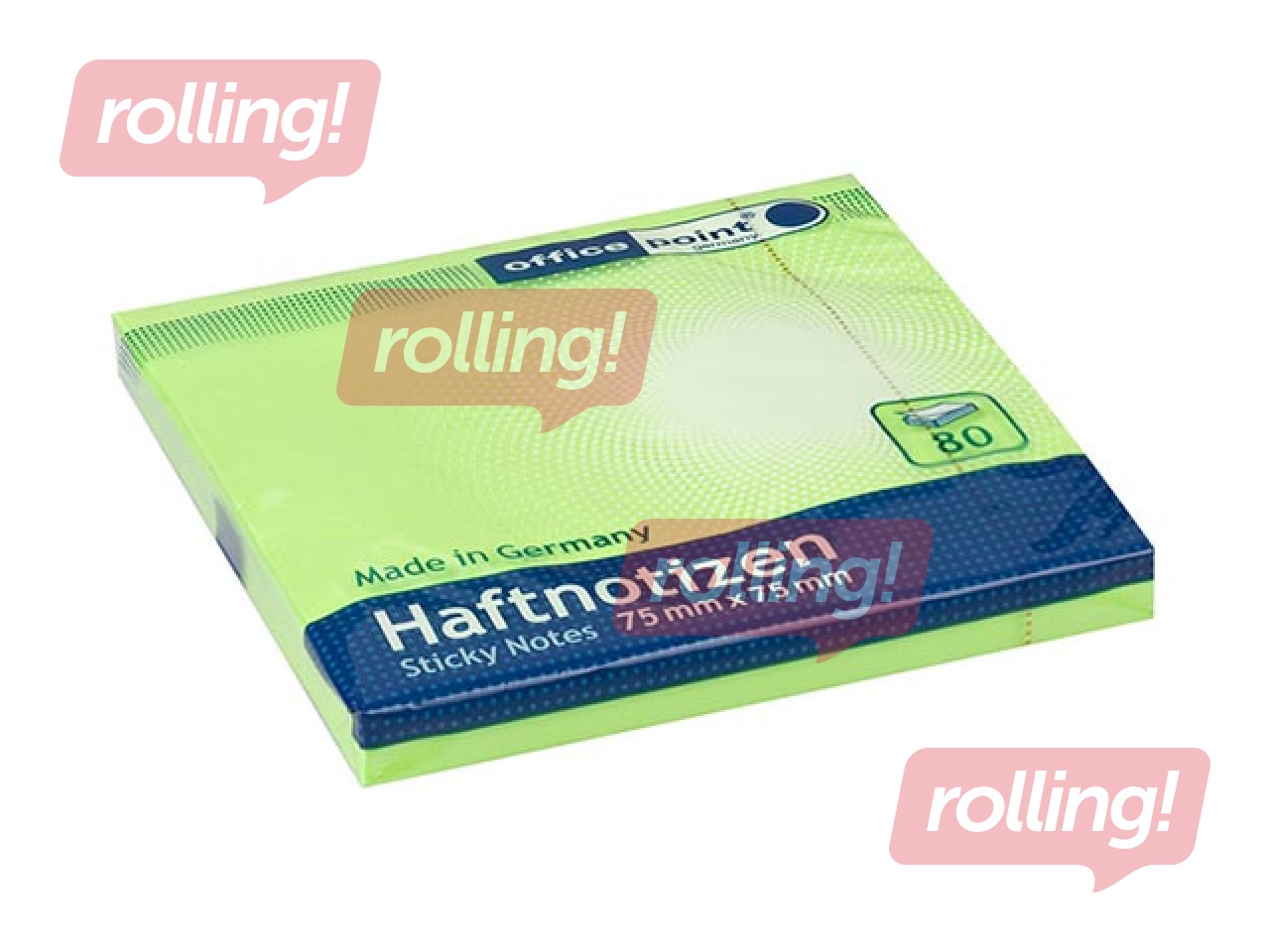 Sticky notes Office Point, bright green, 75x75mm, 80 sheets
