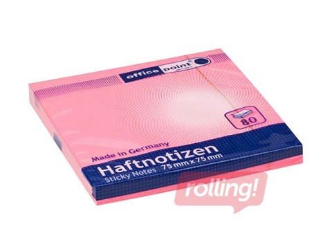 Sticky notes Office Point, bright pink, 75x75mm, 80 sheets