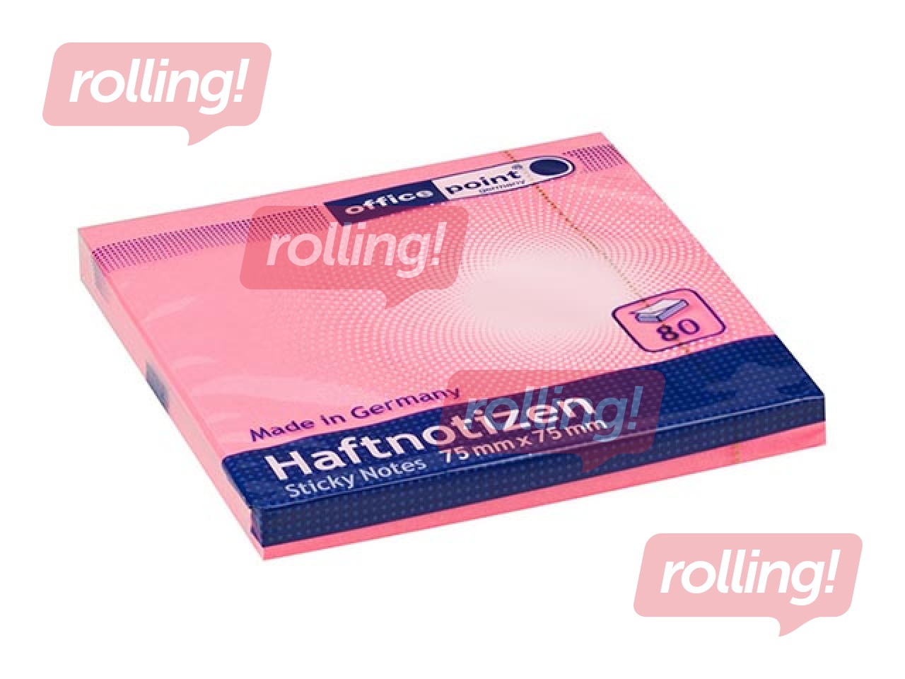 Sticky notes Office Point, bright pink, 75x75mm, 80 sheets