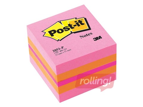 Post-it mini märkmepaber, iseliimuv, roosa, 51x51mm, 400 lehte