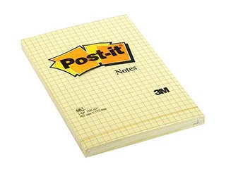 Post-it märkmepaber, iseliimuv, ruuduline, kollane, 102x152mm, 100 lehte